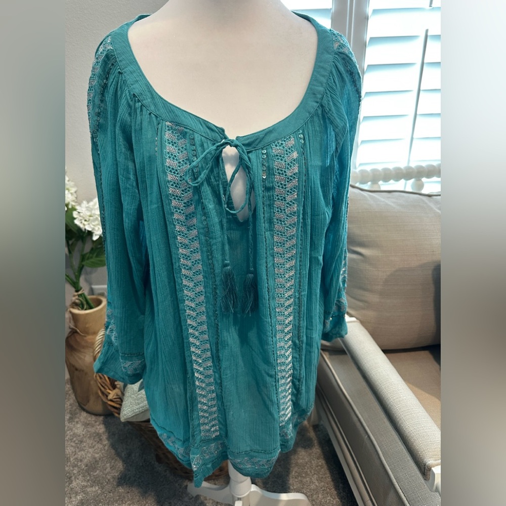 Tommy Bahama teal Boho Blouse